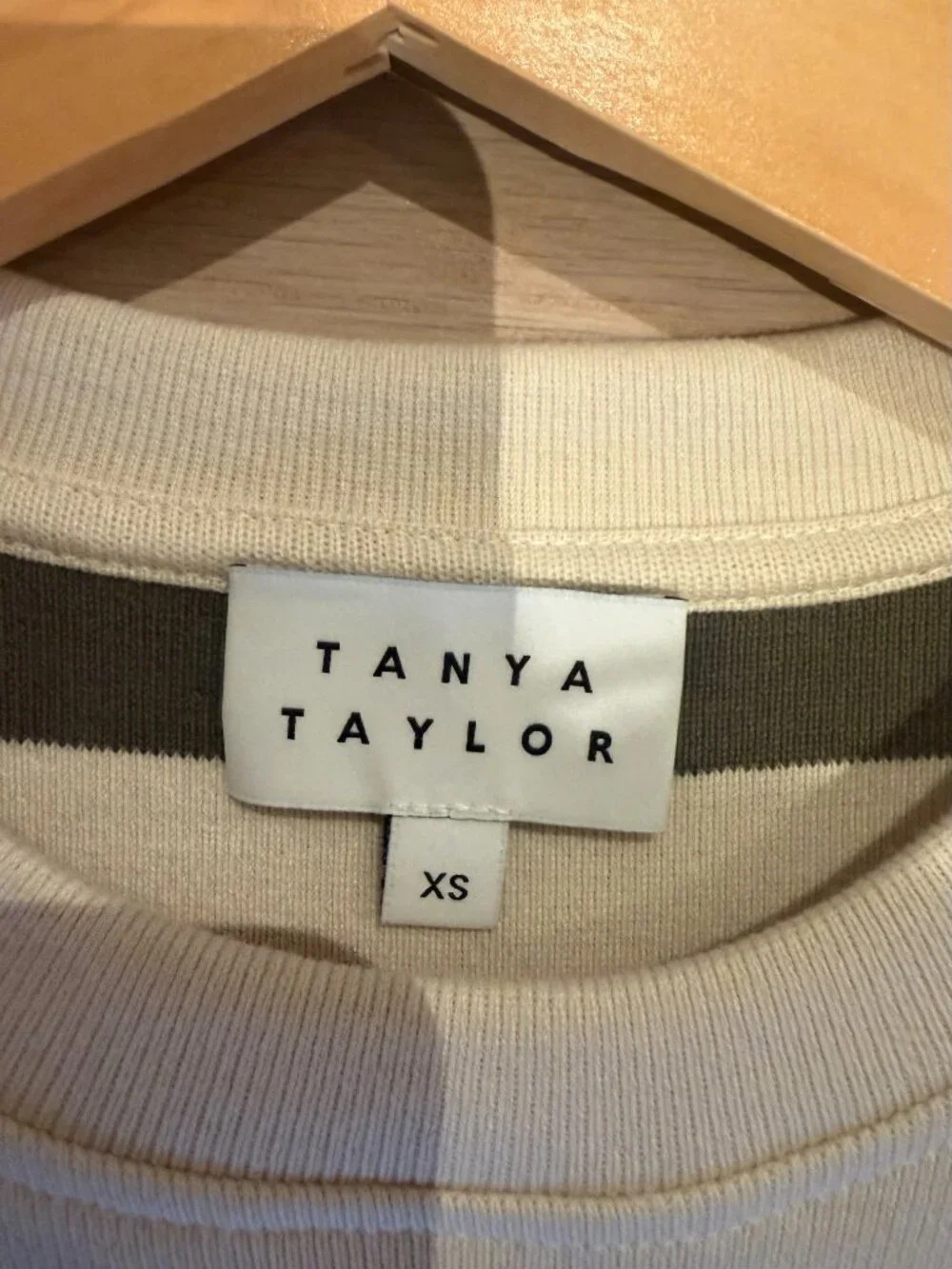Tanya Taylor Cody Midi Dress in Cream/Fern Wide Stripe - Size XS